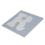 Distressed R pattern industrial kitchen bathroom Tile<br><div class="desc">Light steel blue ceramic tile with distressed light grey R letter for industrial,  loft style kitchens,  bathrooms.
Personalise the letter or delete it if you with.
For best look,  mix and match it with other PiccoGrande tiles.</div>