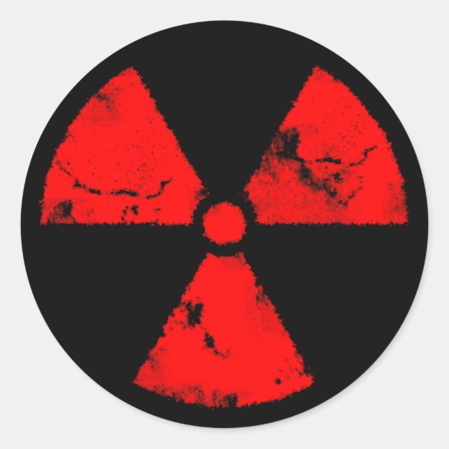 Distressed Radiation Symbol Classic Round Sticker (Front)