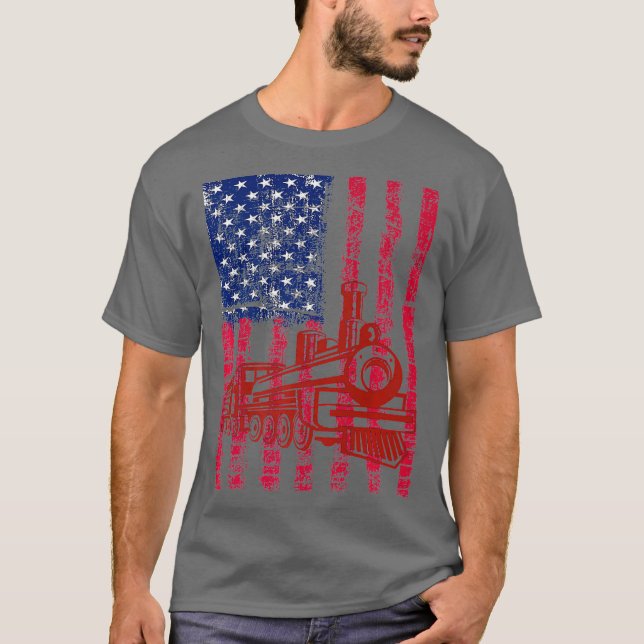 Distressed Railroad Train Model Builder Hobby T-Shirt (Front)