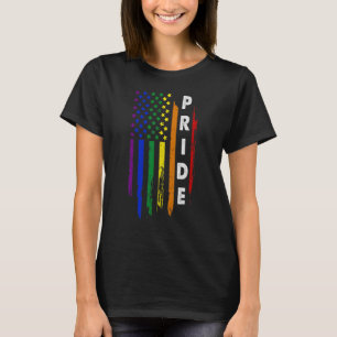 Distressed Rainbow American Flag Gay Pride Patriot T-Shirt