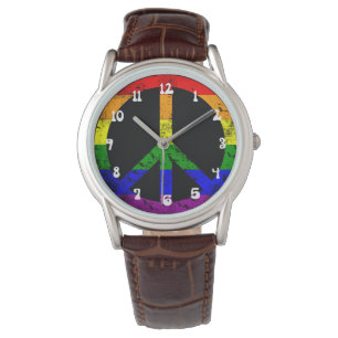 Distressed Rainbow Flag Peace sign Watch