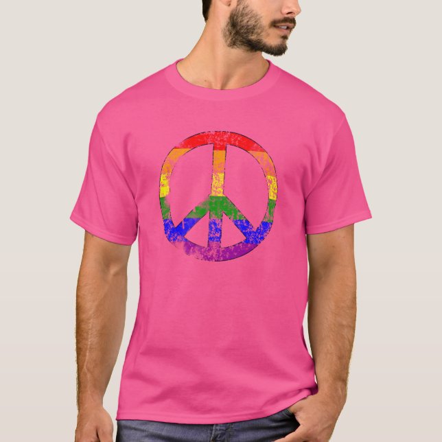 Distressed Rainbow Peace T-Shirt (Front)