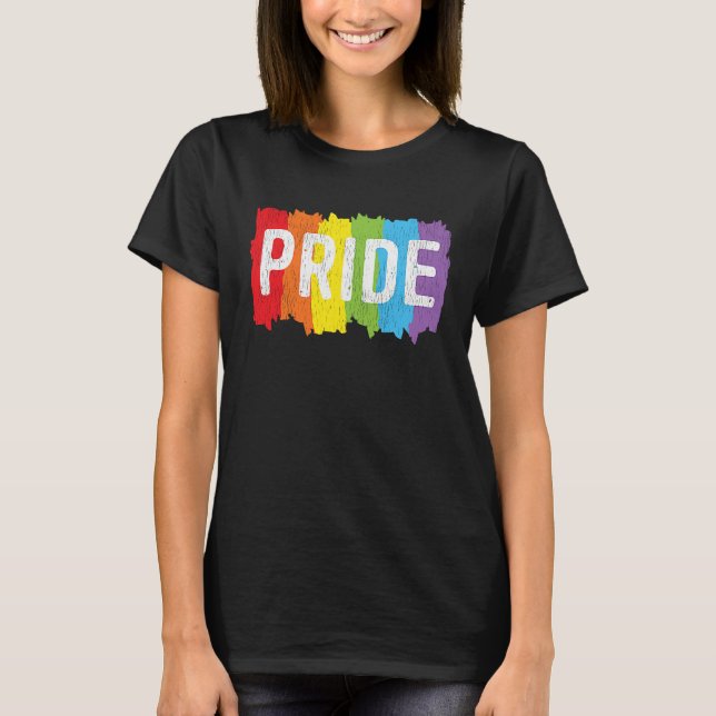 Distressed Rainbow Pride Support Equal Gay LGBT T-Shirt (Front)