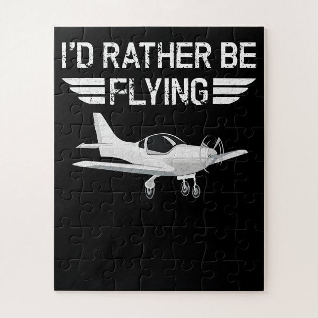 Distressed Rather Be Flying Funny Aeroplane Pilot Jigsaw Puzzle (Vertical)