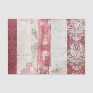 Distressed Red and White Damask Stripes Tissue Paper