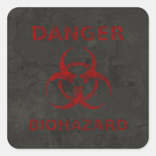 Distressed Red Biohazard Warning Sticker