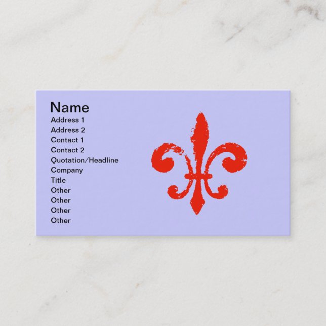 Distressed Red Fleur De Lis, Business Card (Front)