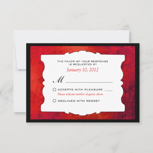 Distressed Red Gothic Wedding RSVP Personalised (Front)