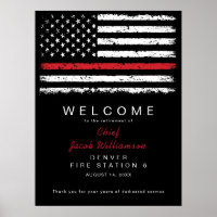 Distressed Red Thin Line American Flag Retirement