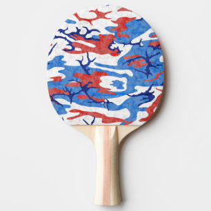 Distressed Red White and Blue Camo Ping Pong Paddle
