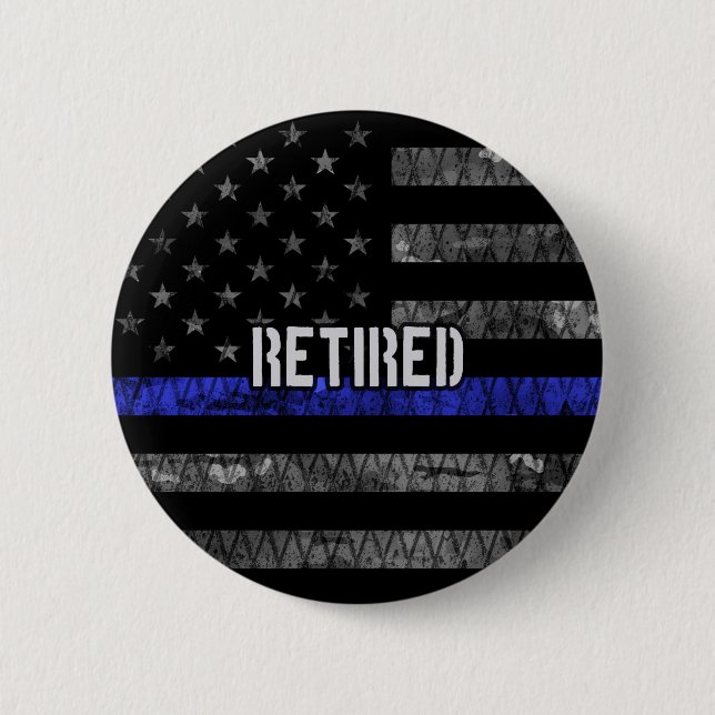Distressed Retired Police Flag 6 Cm Round Badge (Front)