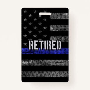 Distressed Retired Police Flag ID Badge