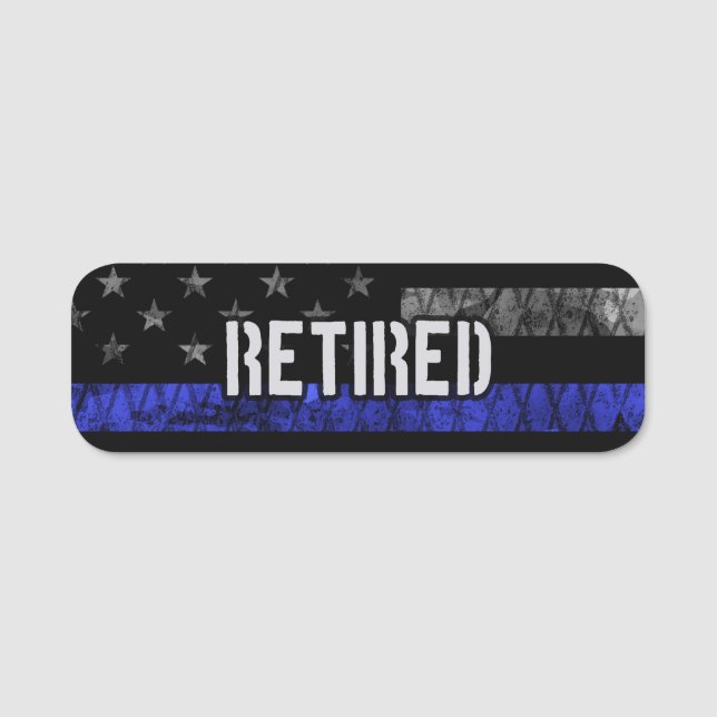 Distressed Retired Police Flag Name Tag (Front)