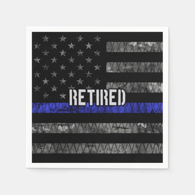 Distressed Retired Police Flag Napkin (Front)