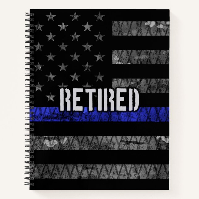 Distressed Retired Police Flag Notebook (Front)