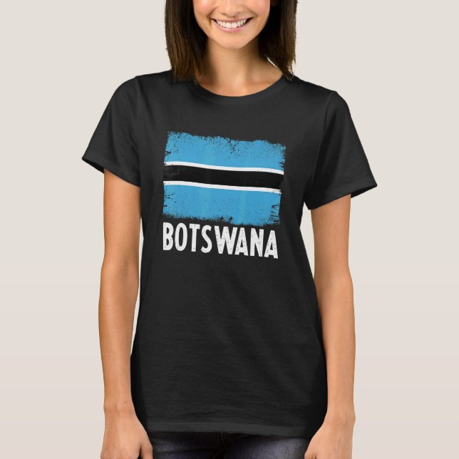 Distressed Retro Botswana Flag Patriotic T-Shirt (Front)