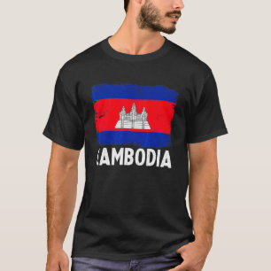 Distressed Retro Cambodia Flag Patriotic T-Shirt