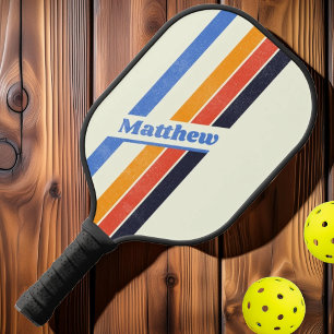 Distressed Retro five Striped with Name Pickleball Paddle