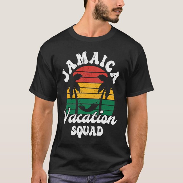 Distressed Retro Jamaica Vacation Squad Caribbean  T-Shirt (Front)