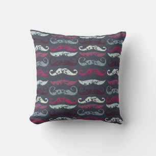 Distressed Retro Moustache Print Cushion