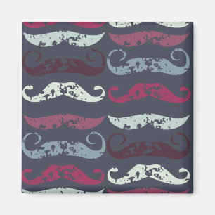 Distressed Retro Moustache Print Magnet