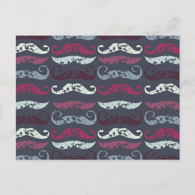 Distressed Retro Moustache Print Postcard (Front)