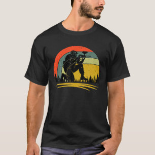 Distressed Retro Paintball Player - Vintage Sunset T-Shirt