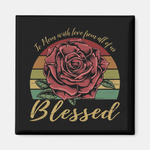 Distressed Retro Sunset Red Rose Blessed Magnet