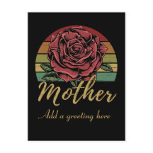 Distressed Retro Sunset Red Rose Mother