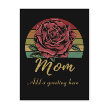 Distressed Retro Sunset Red Rose Mum