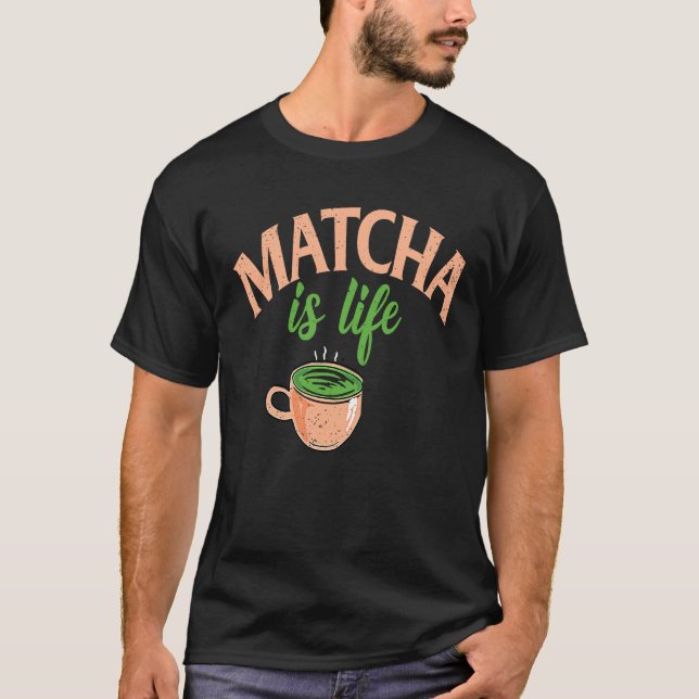 Distressed Retro Vintage Matcha Tea Drinker T-Shirt (Front)