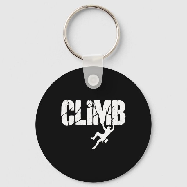 Distressed Rock Climbing Climb Design For Climbers Key Ring (Front)