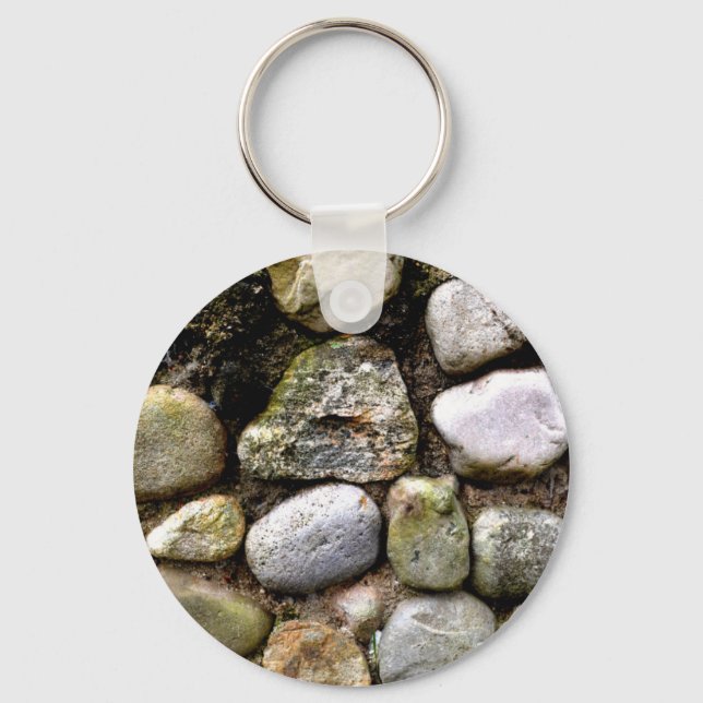 Distressed Rocks stones fieldstone pattern Key Ring (Front)