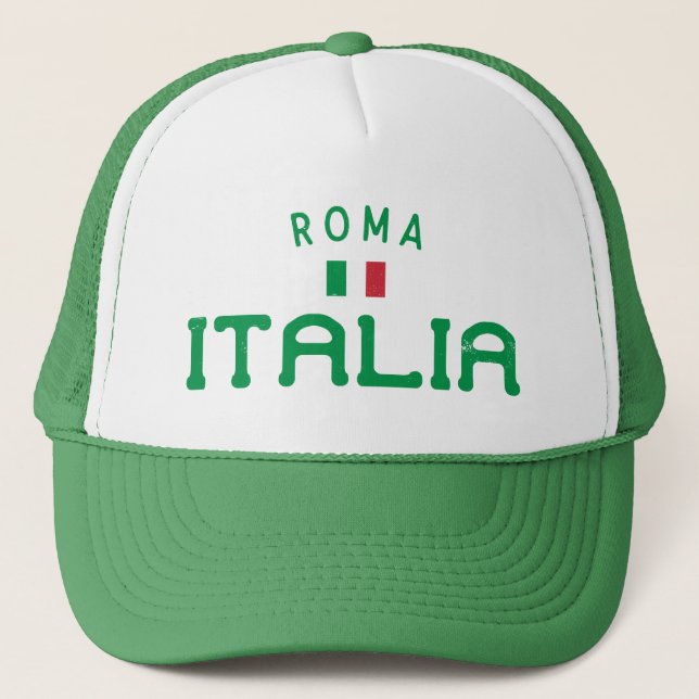 Distressed Roma Italia (Rome Italy) Trucker Hat (Front)