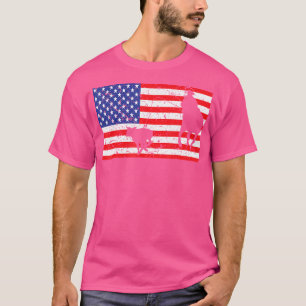 Distressed Roping Usa American Flag Vintage Rodeo  T-Shirt