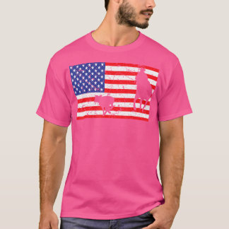Distressed Roping Usa American Flag Vintage Rodeo T-Shirt