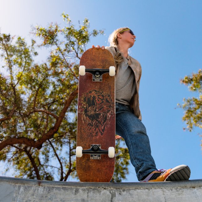 Distressed Rust Roaring Tiger Skate Deck (Outdoor 1)