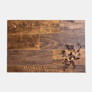 Distressed Rustic Wood grain, country roses Doormat