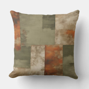 Distressed Sage Green Orange Modern Farmhouse Cushion