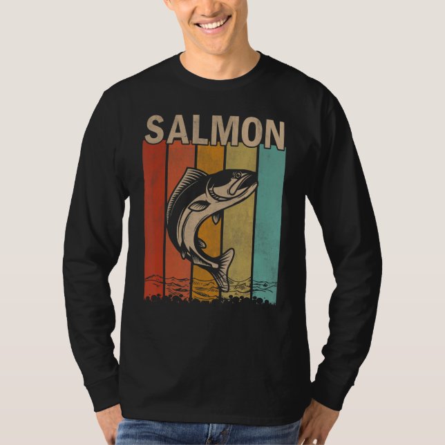 Distressed Salmon   Men Women Kid Cute Salmon Retr T-Shirt (Front)