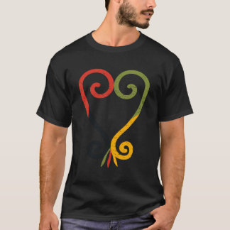 Distressed Sankofa Heart In Pan African Colours T-Shirt