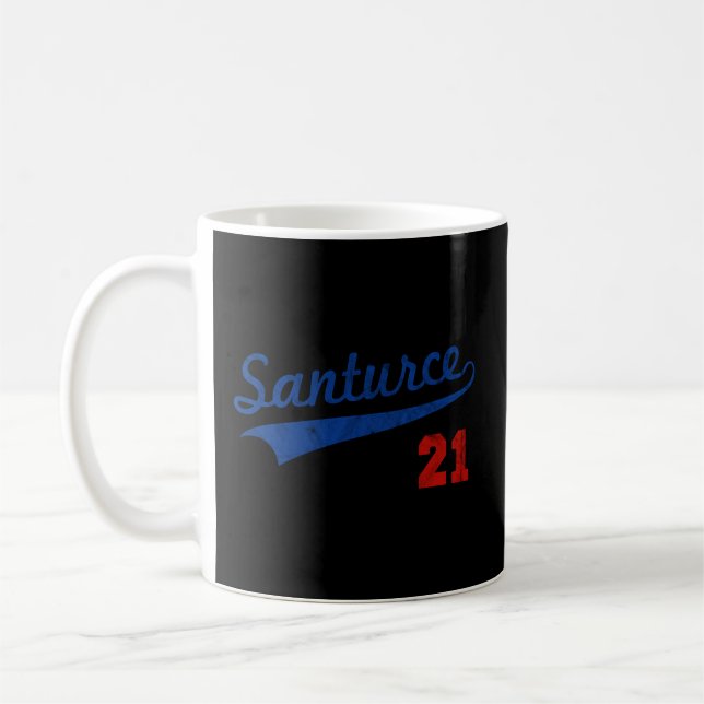 Distressed Santurce 21 Puerto Rico Baseball Boricu Coffee Mug (Left)