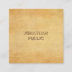 Distressed Script Text Vintage Old Paper Look Luxe Square Business Card