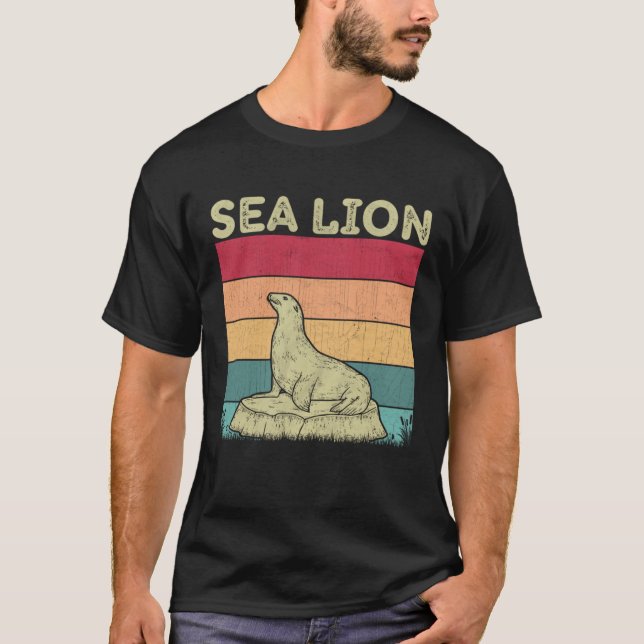 Distressed Sea Lion Lover Boys Girls Retro Style S T-Shirt (Front)