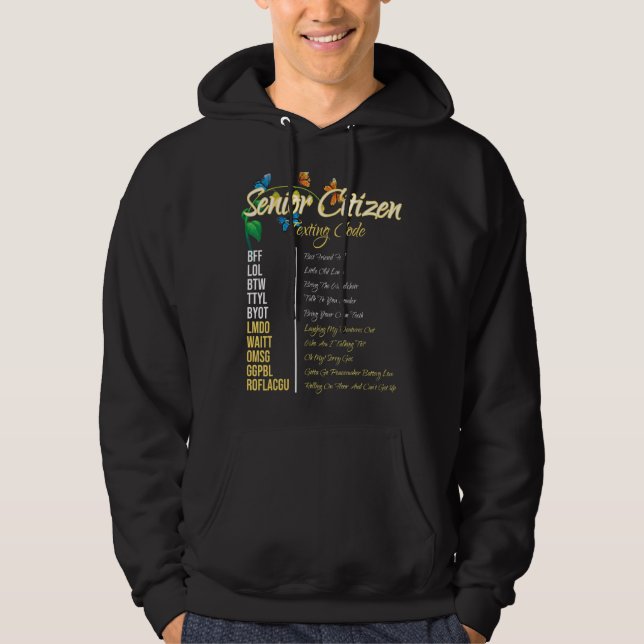 Distressed Senior Citizen Texting Code Grandpa But Hoodie (Front)