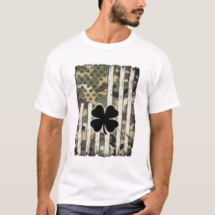 Distressed Shamrock American Flag Vintage Vector D T-Shirt