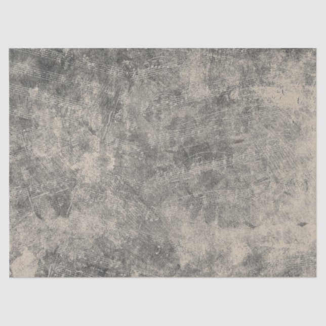 Distressed Sheet Music Black Beige Decoupage Chalk (Front)