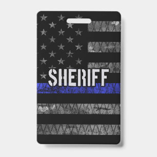 Distressed Sheriff Police Flag ID Badge