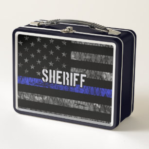 Distressed Sheriff Police Flag Metal Lunch Box