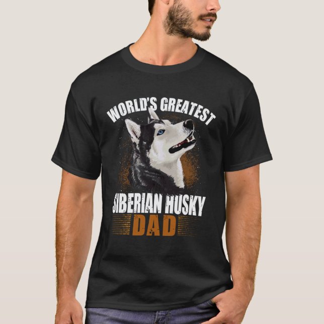 Distressed  Siberian Husky Dad T-Shirt (Front)
